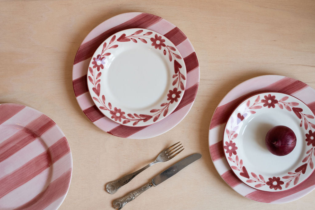 Red Flowers Ceramic Dessert Plate