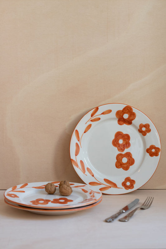 Orange Flowers Ceramic Dinner Plate