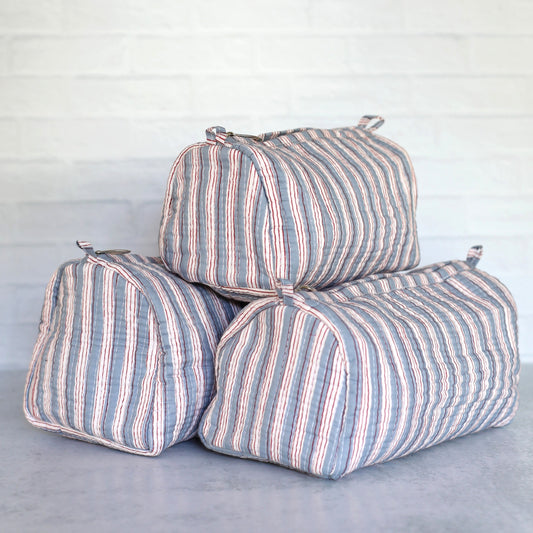 Pinstripe Cosmetic Bag