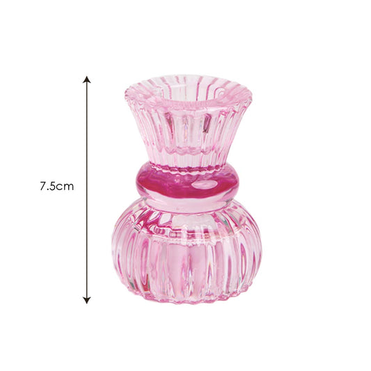 Boho Small Glass Candle Holder Pink