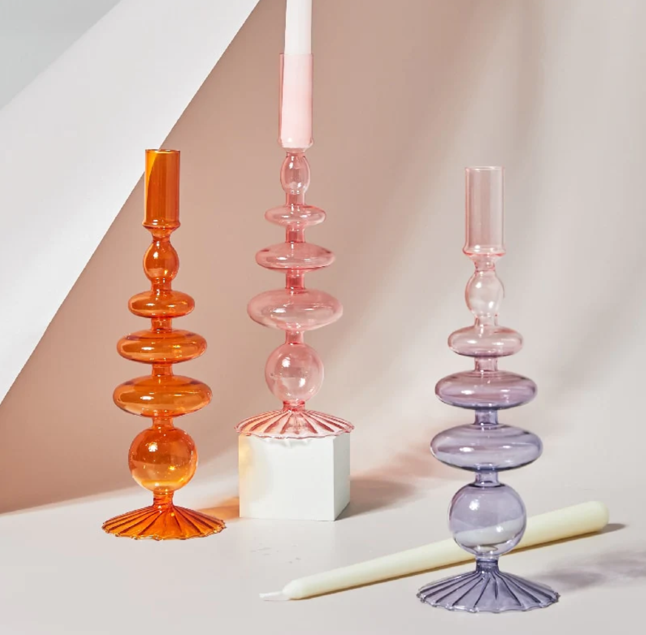 Retro Glass Candlestick Holder