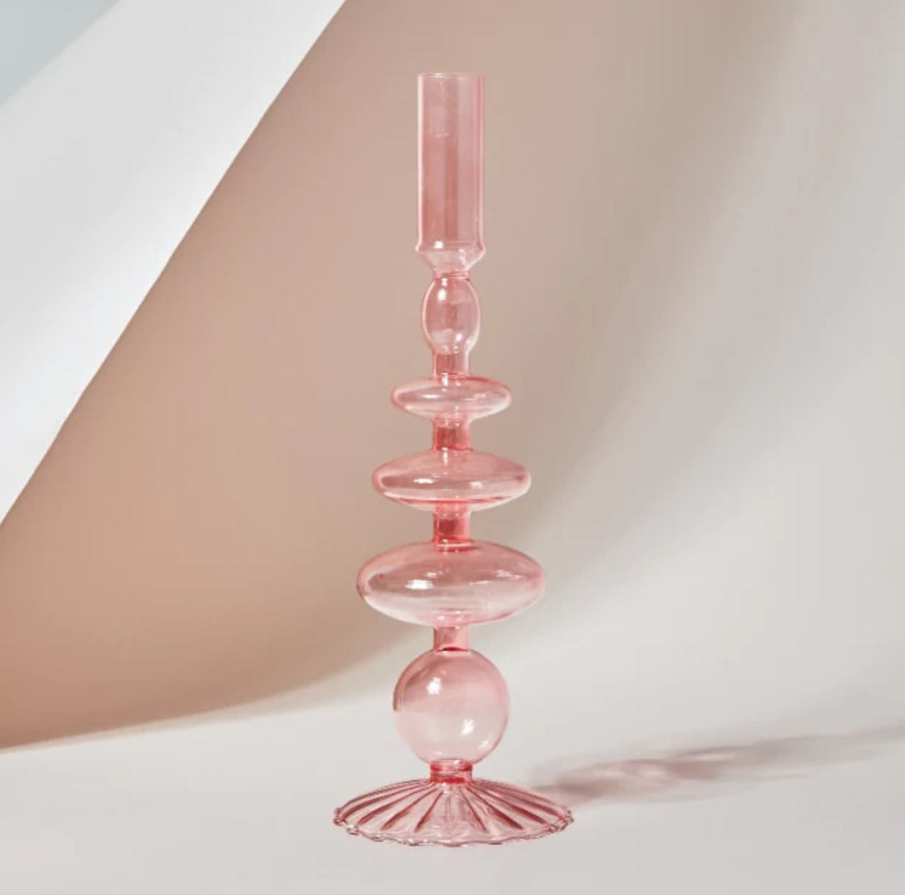 Retro Glass Candlestick Holder