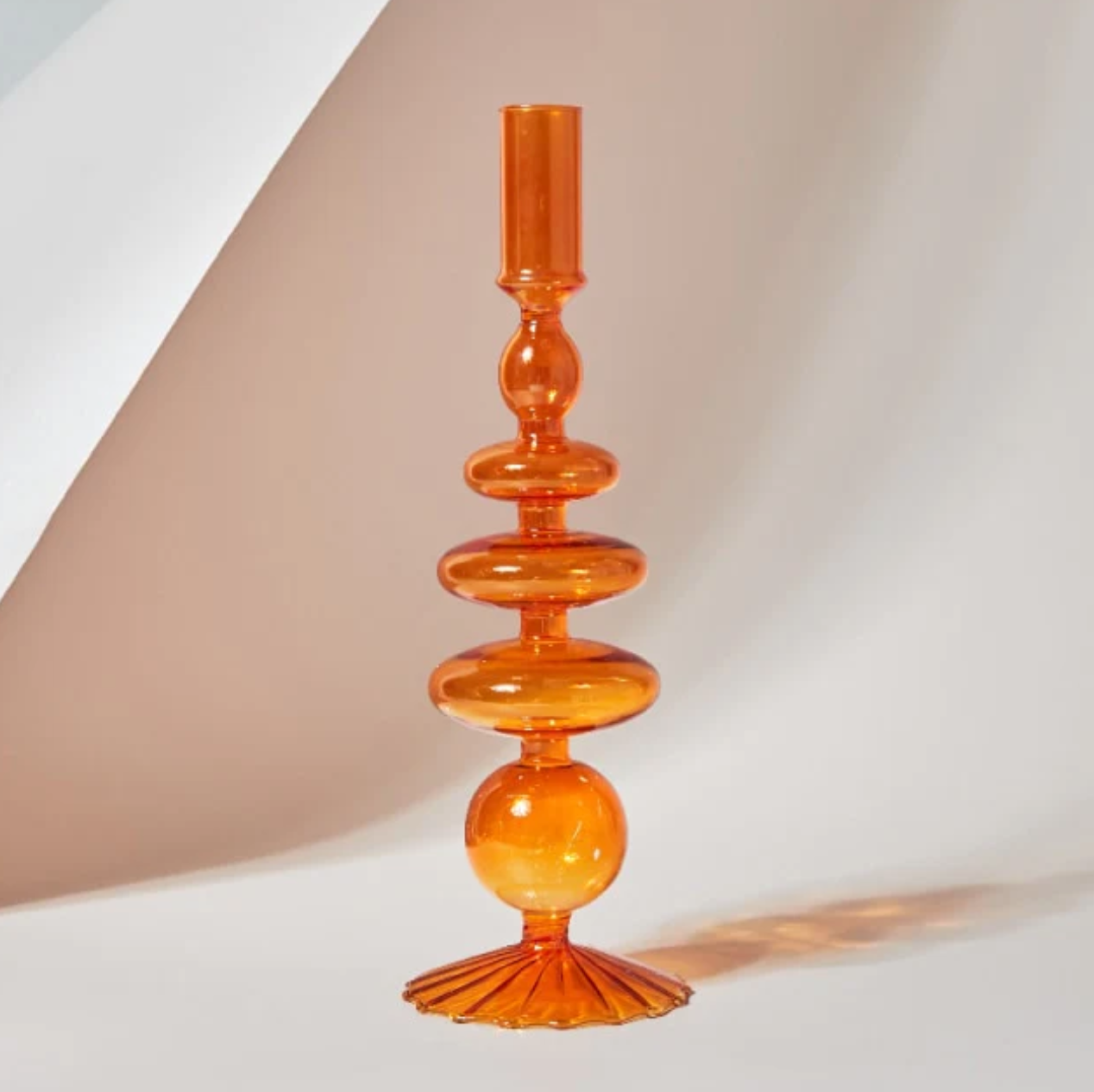 Retro Glass Candlestick Holder