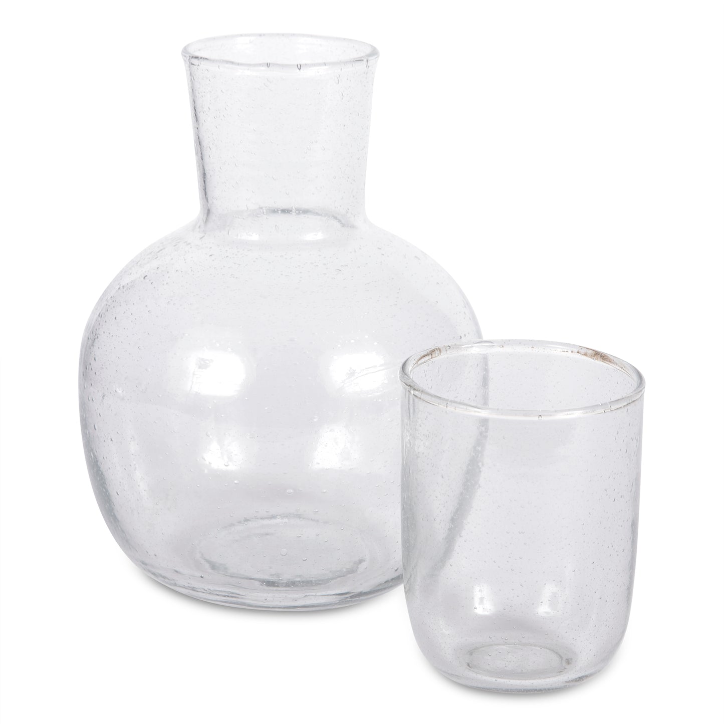 Seeded Glass Carafe with Glass