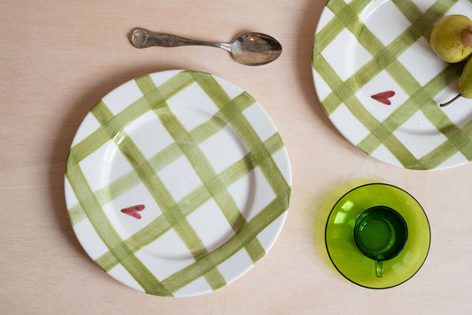 Green Picnic Ceramic Dinner Plate