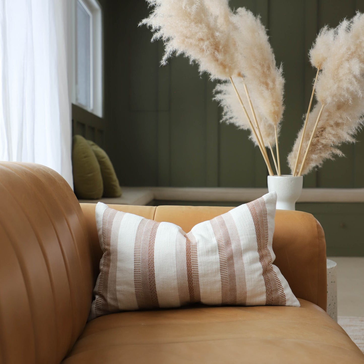The Cabana Pillow is a gorgeous striped lumbar with an authentic, classy look and feel. 
