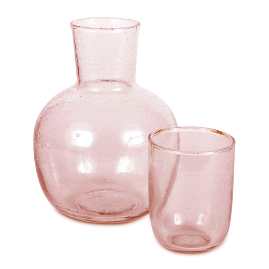 Seeded Glass Carafe with Glass